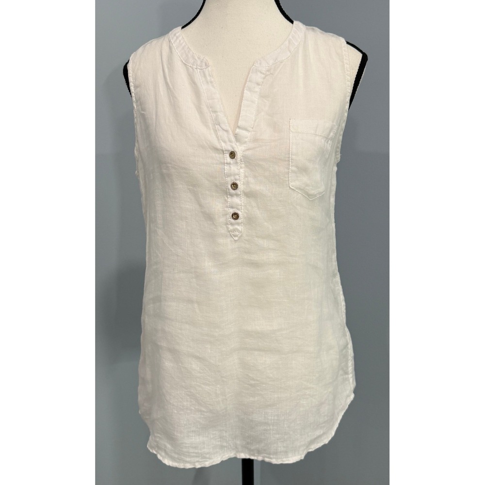 Lilly Pulitzer XS Sleeveless Key Largo 100% Linen Top Resort Wear Quiet Luxury